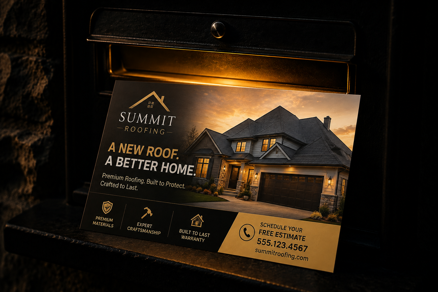 Marketing postcard delivered in a mailbox